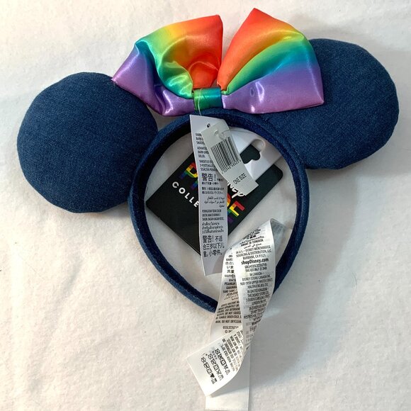 Disney Accessories - Disney Parks Pride Collection Rainbow Denim Minnie Mouse Ears Headband NWT